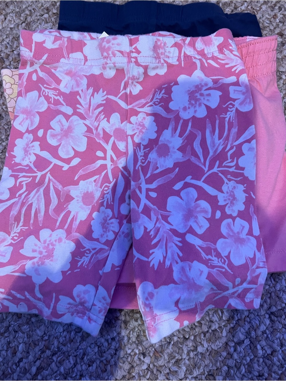 Girls' Floral Pink Bike Shorts - Stretch Active Shorts